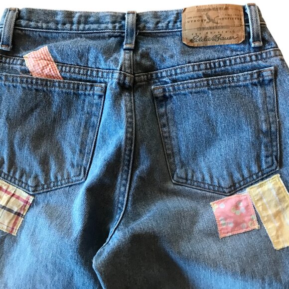 Upcycled Patchwork Jeans: Women's Size 6 Hippie Pants, Pastel & Lace Patches - Picture 9 of 13